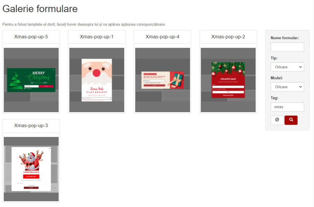 pop-up abonare newsletter sarbatori craciun