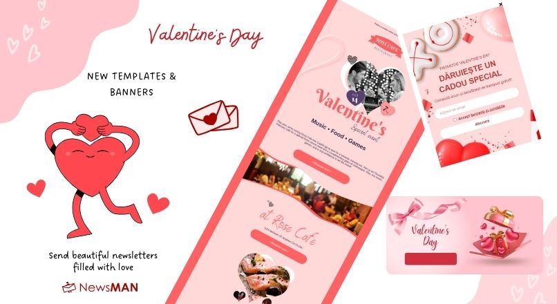 Valentines Day Template Newsletter Formulare Bannere