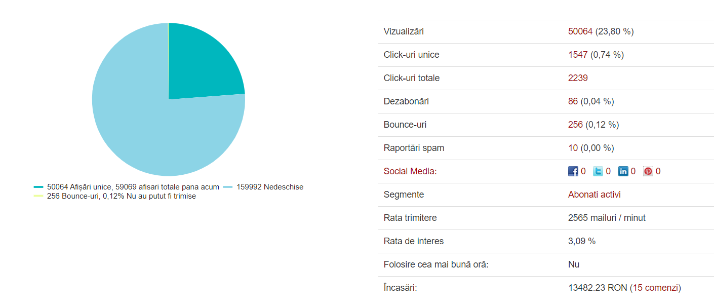 Raport newsletter ecommerce trimis